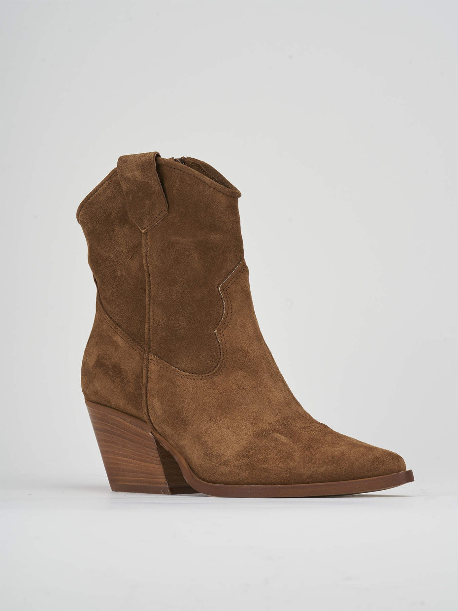 High heel ankle boots heel 7 cm brown suede