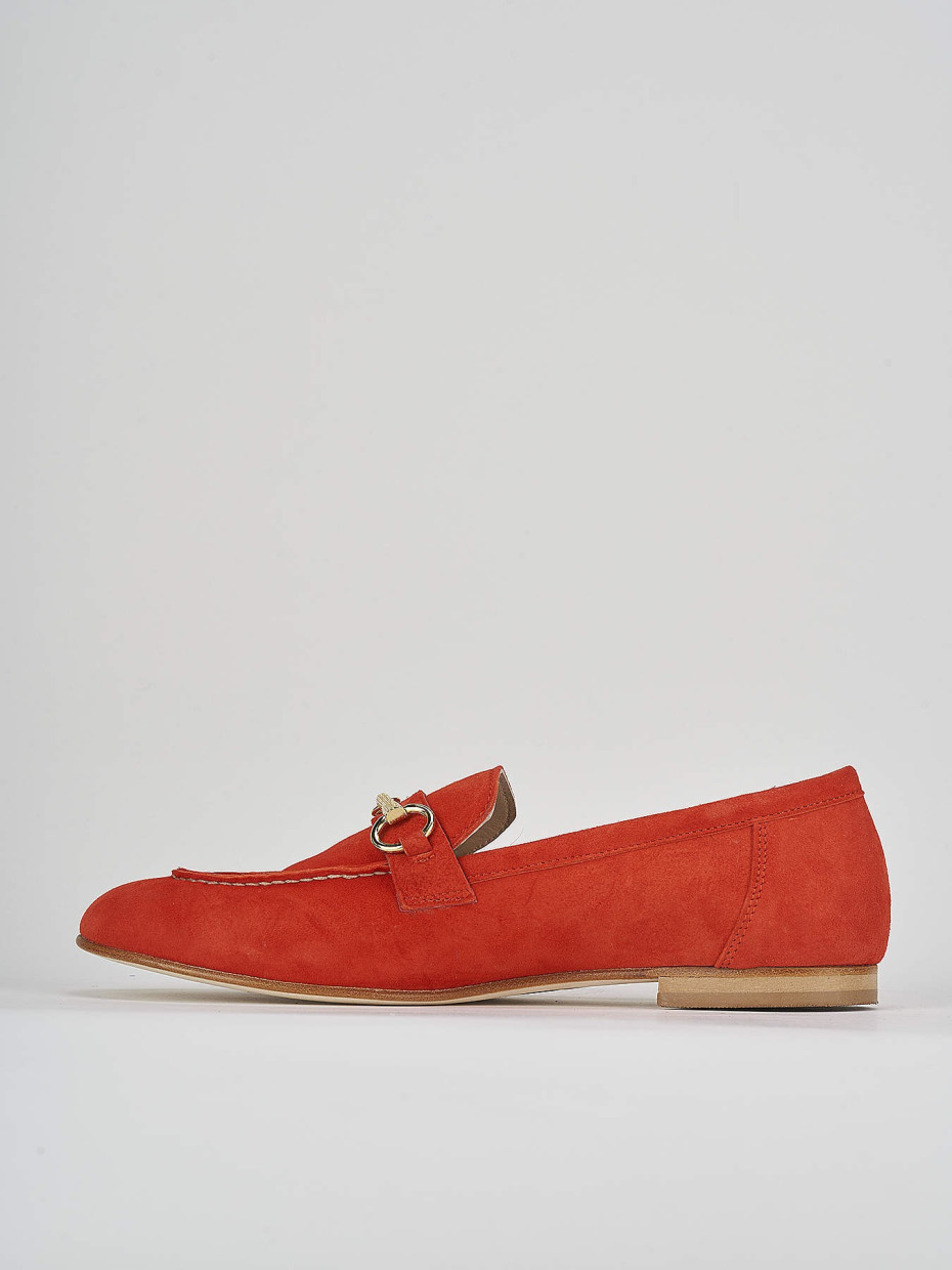 Loafers heel 1 cm orange suede