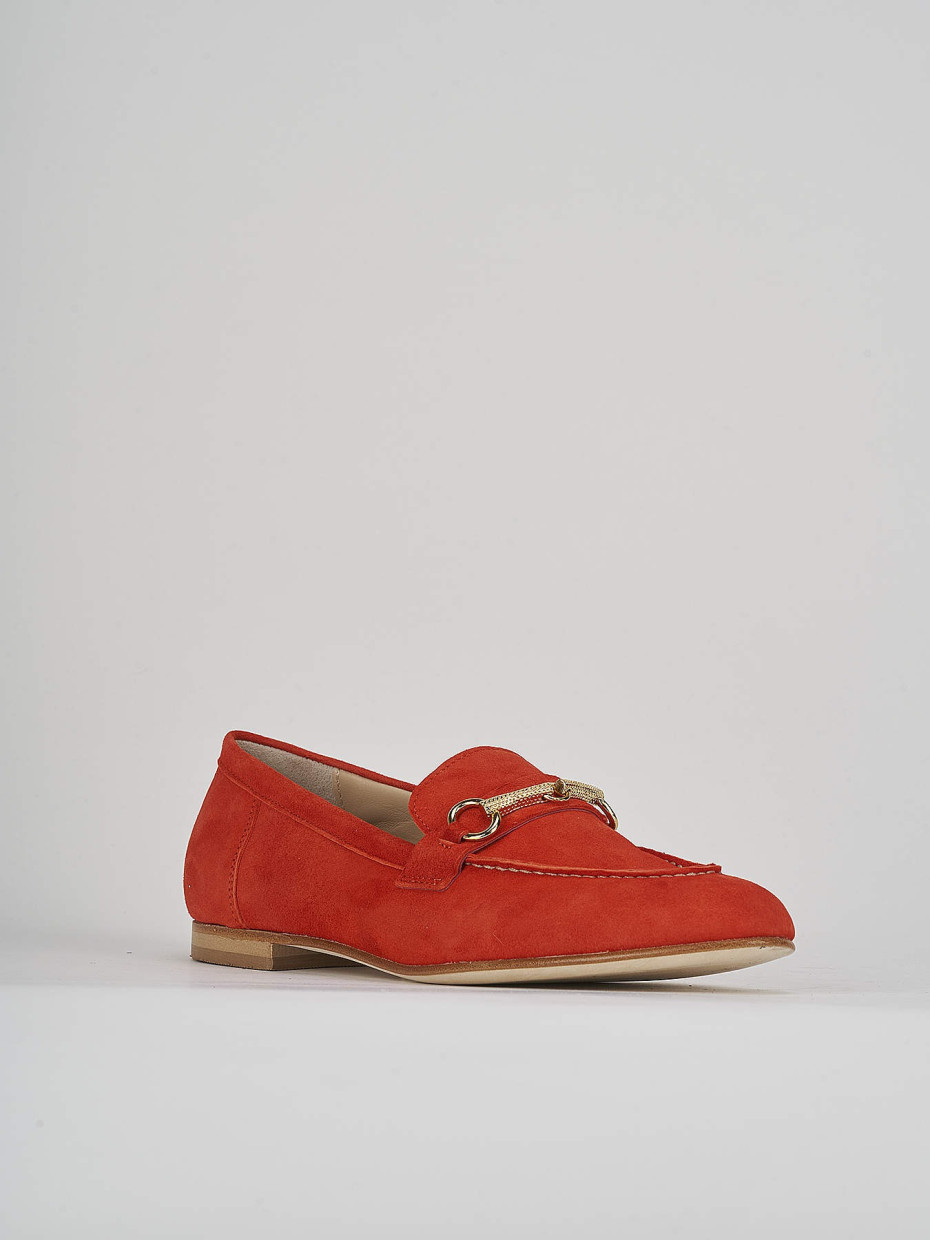 Loafers heel 1 cm orange suede