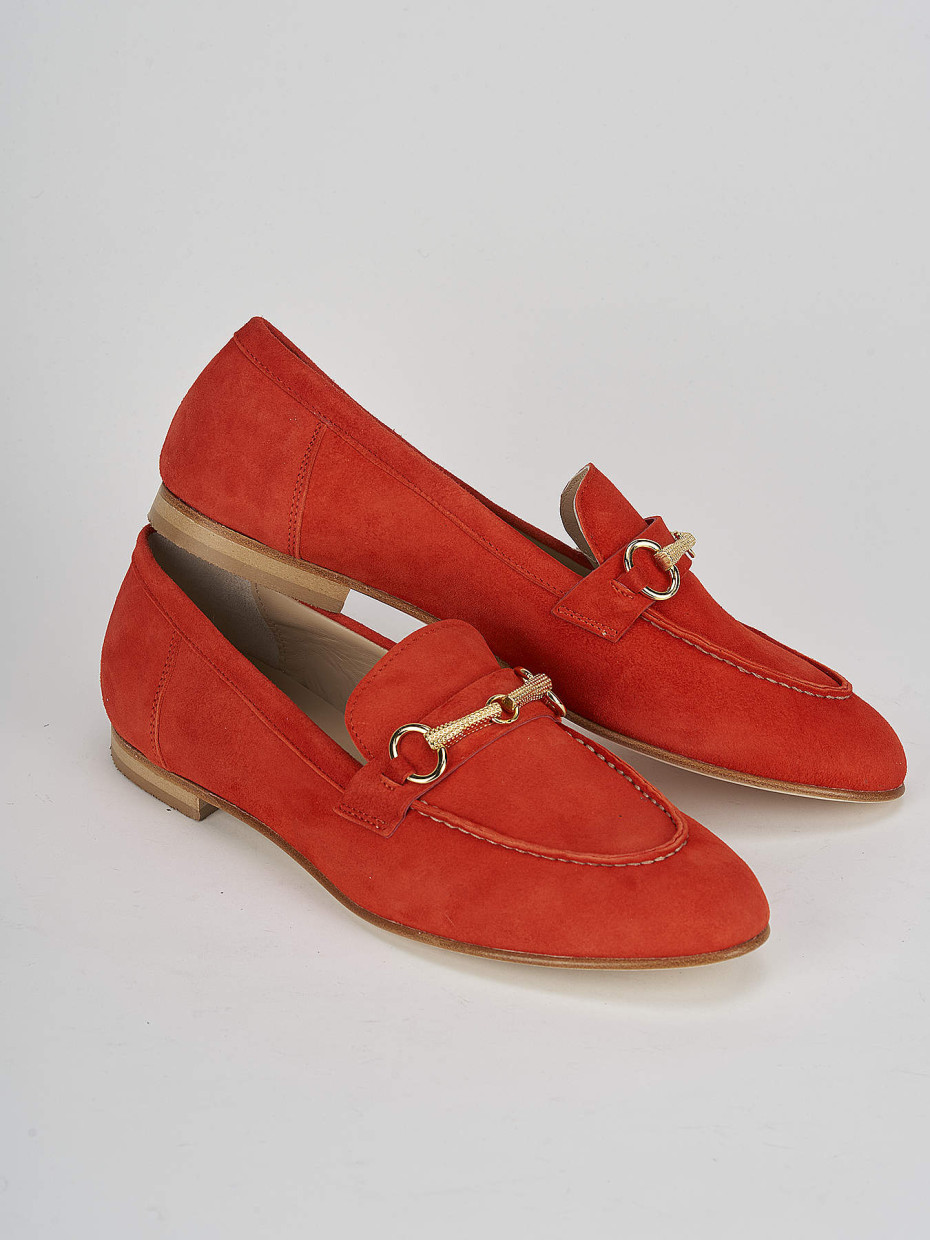 Loafers heel 1 cm orange suede