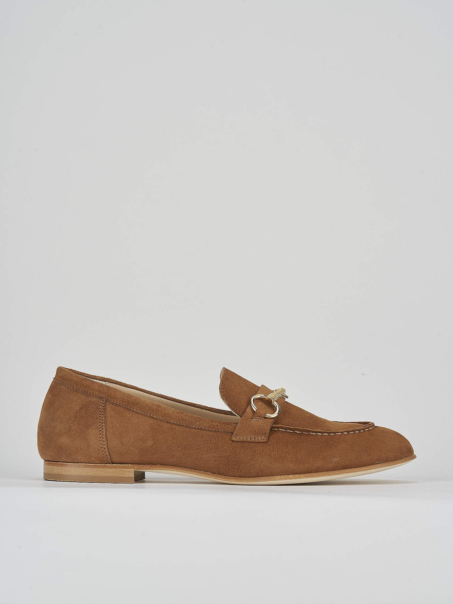 Loafers heel 1 cm brown suede