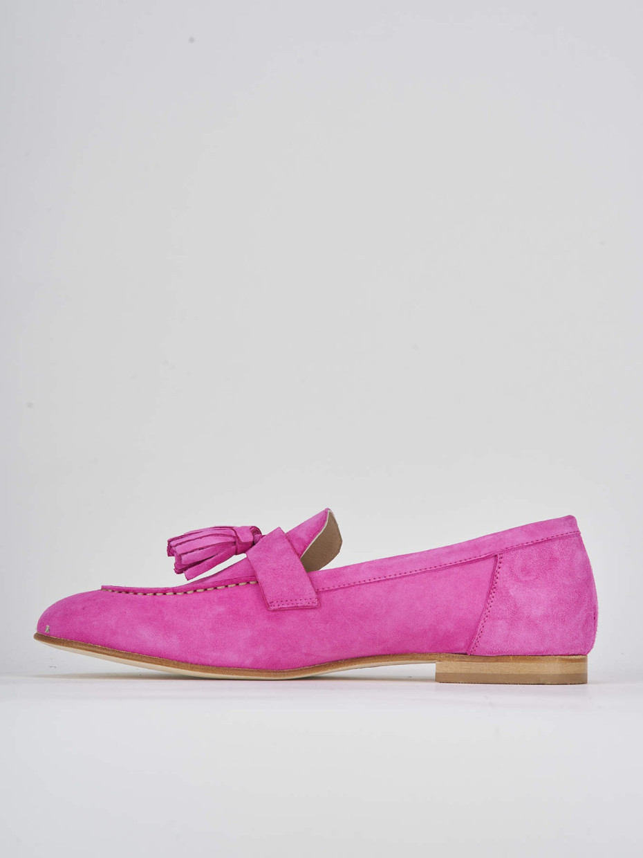 Mocassino tacco 1 cm rosa camoscio