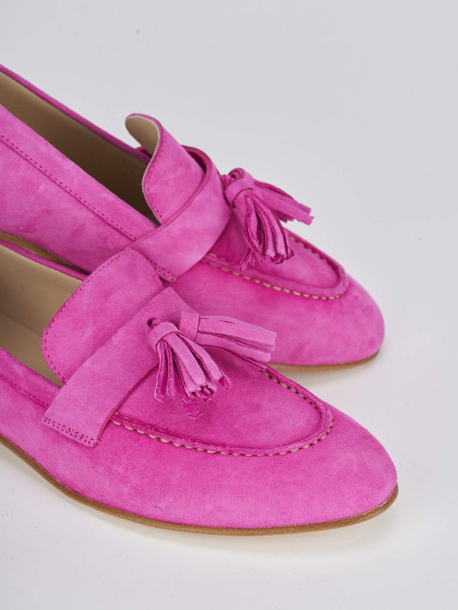 Loafers heel 1 cm pink suede