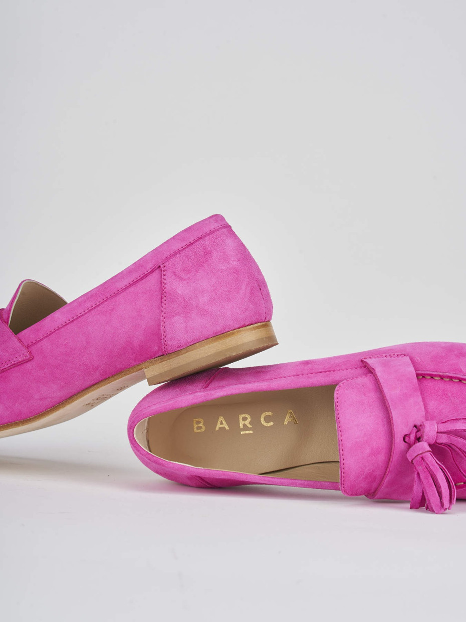 Loafers heel 1 cm pink suede