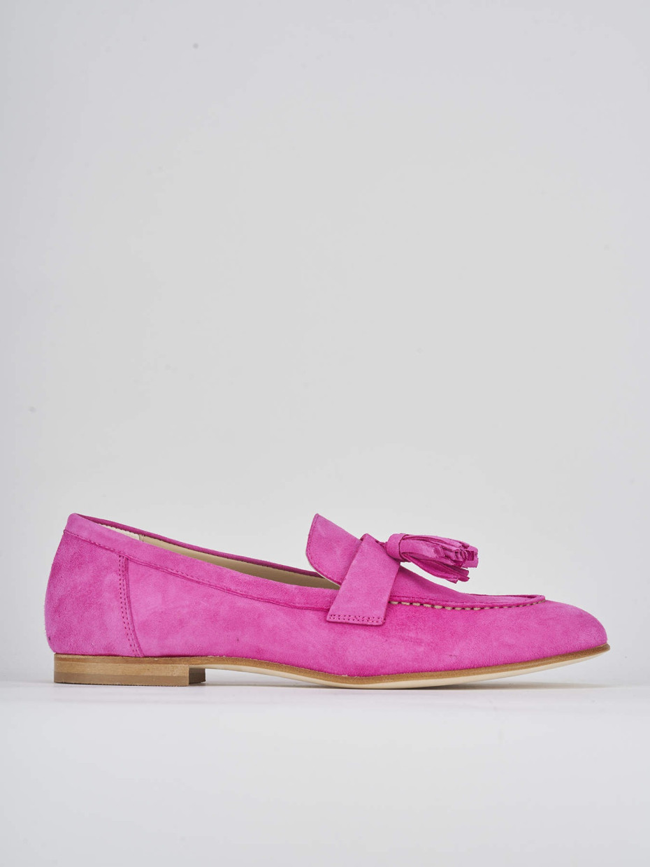 Mocassino tacco 1 cm rosa camoscio