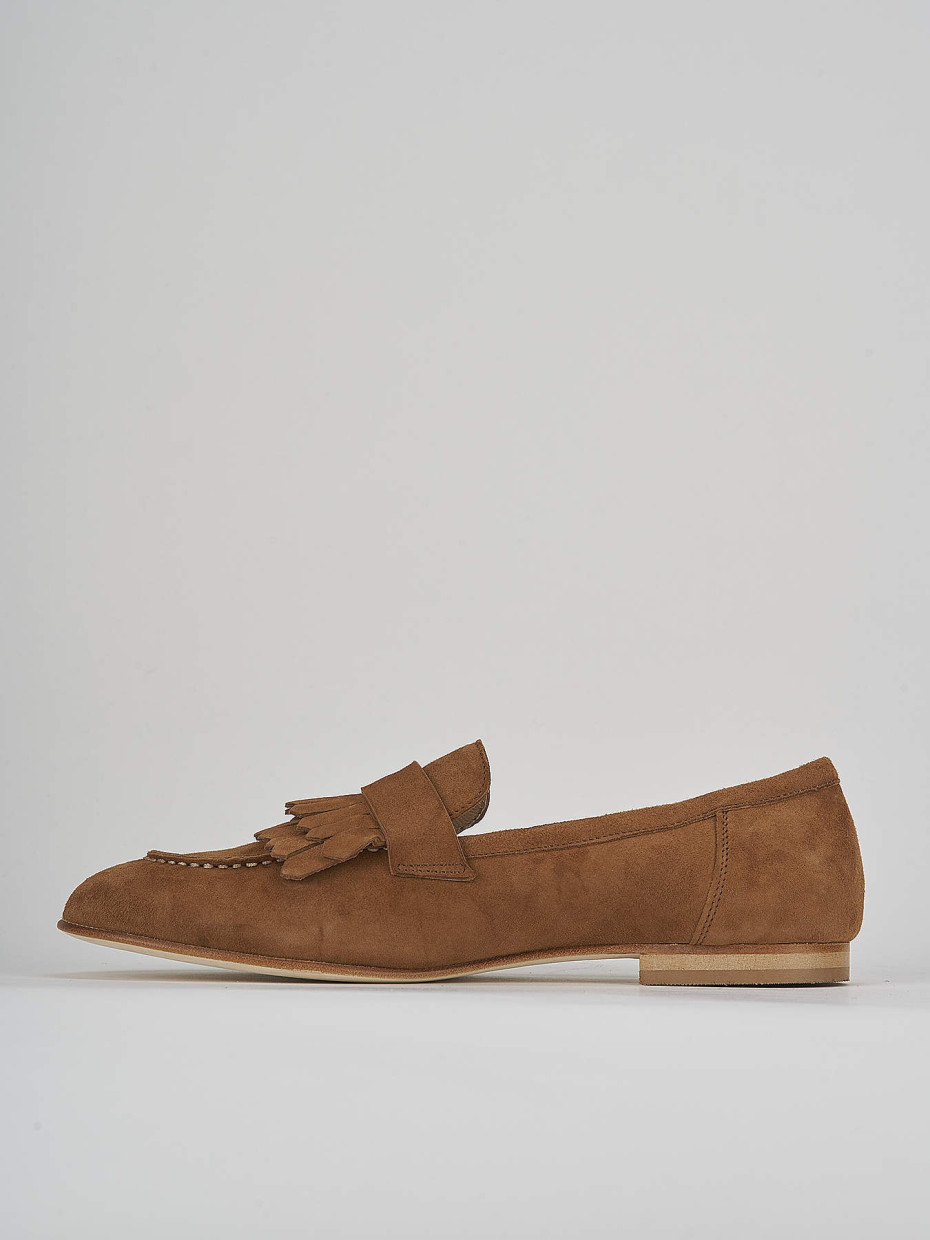 Loafers heel 1 cm brown suede