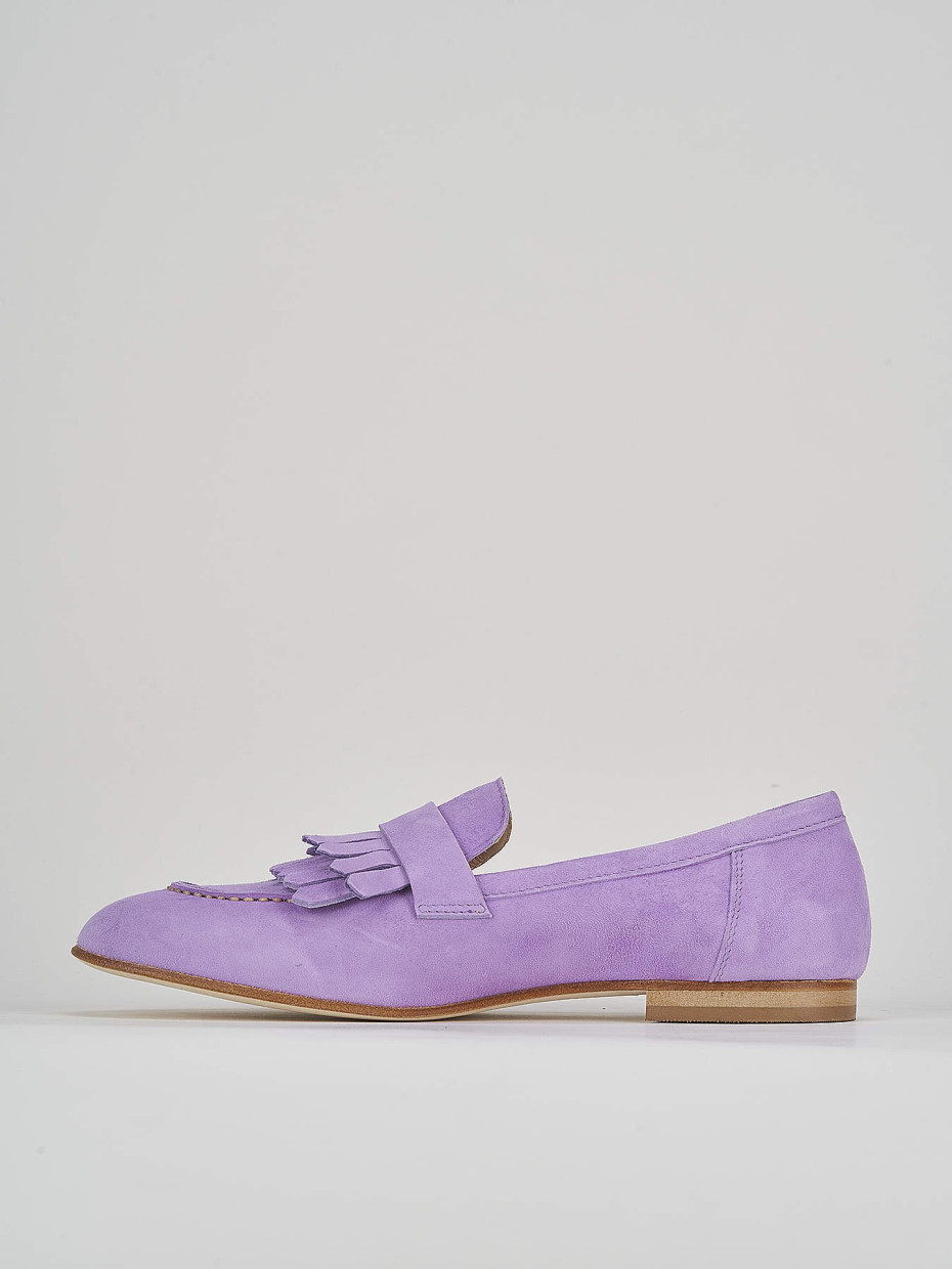 Loafers heel 1 cm pink suede