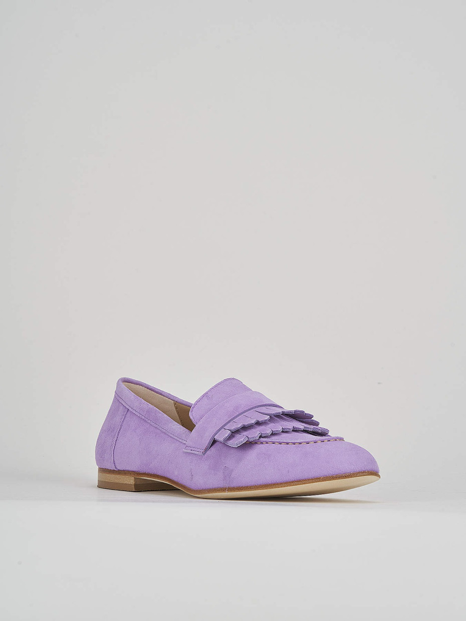 Loafers heel 1 cm pink suede