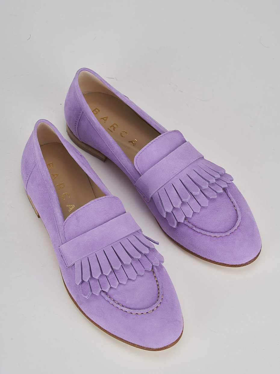 Loafers heel 1 cm pink suede