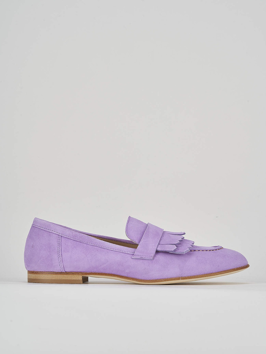 Loafers heel 1 cm pink suede