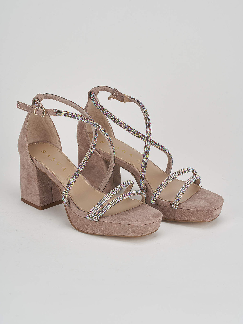High heel sandals heel 8 cm pink suede
