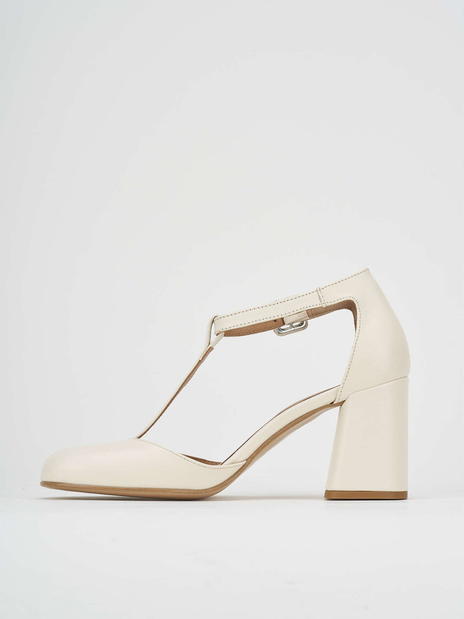 Décolleté e slingback tacco 7cm pelle bianco