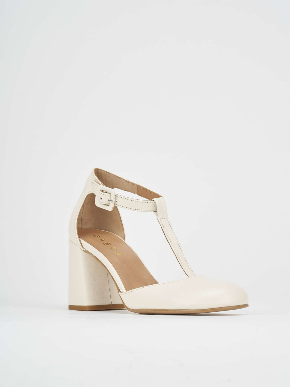 Décolleté e slingback tacco 7cm pelle bianco