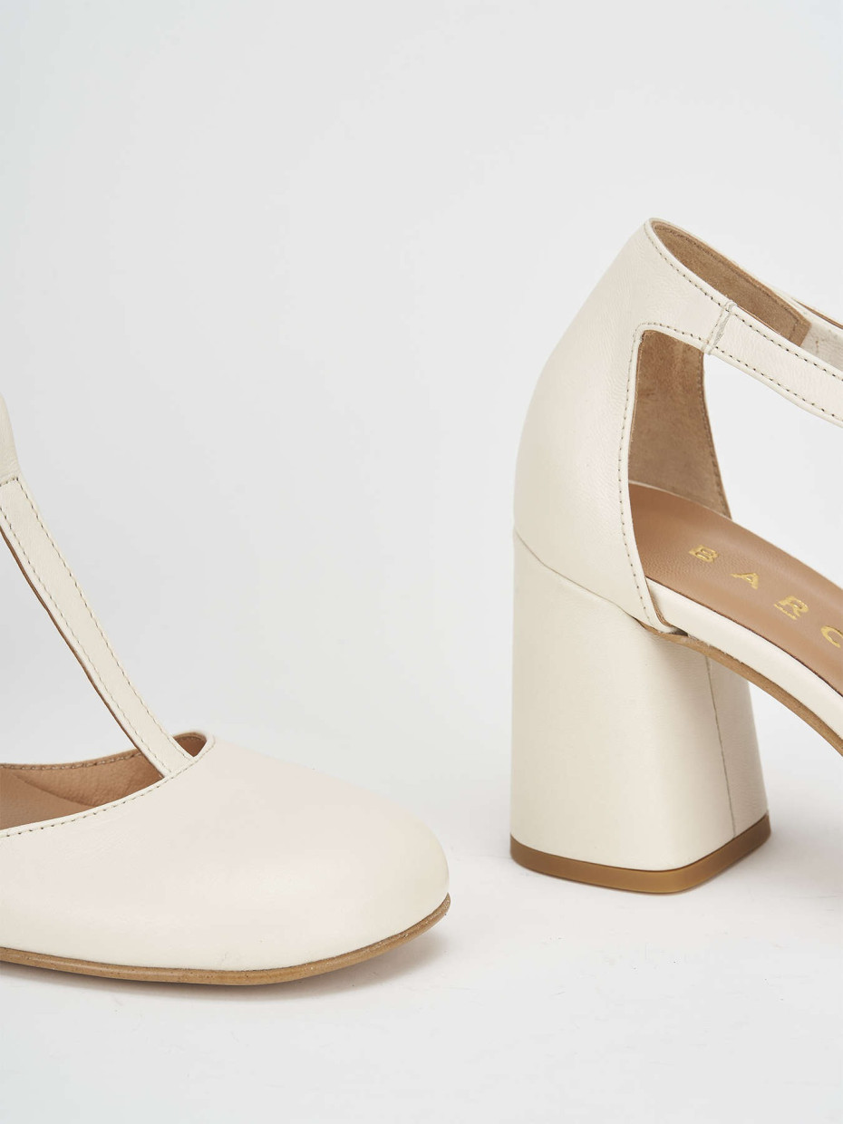 Décolleté e slingback tacco 7cm pelle bianco