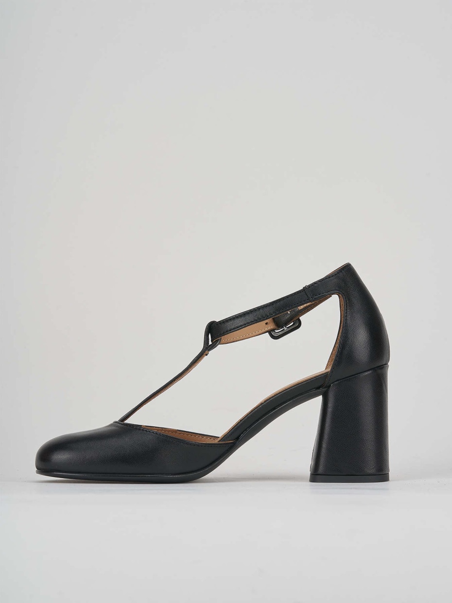 Décolleté e slingback tacco 7cm pelle nero