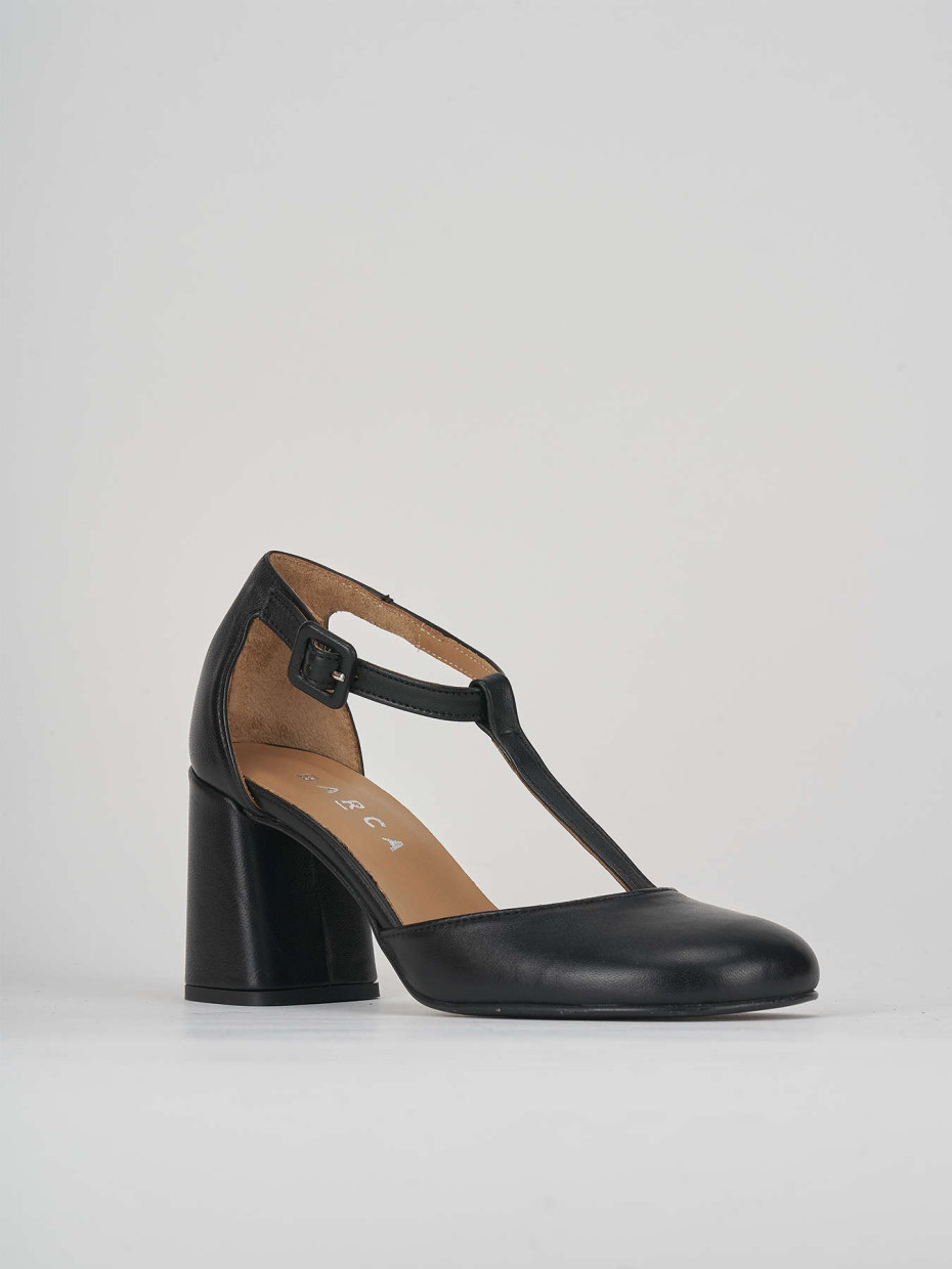 Décolleté e slingback tacco 7cm pelle nero
