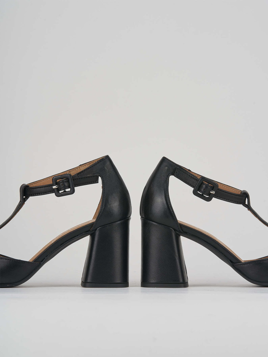 Décolleté e slingback tacco 7cm pelle nero