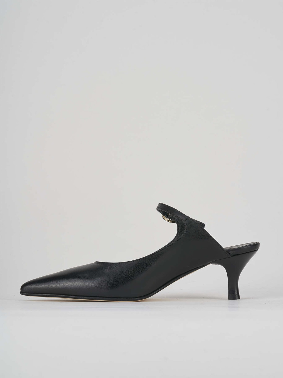 Sabot heel 5 cm black leather