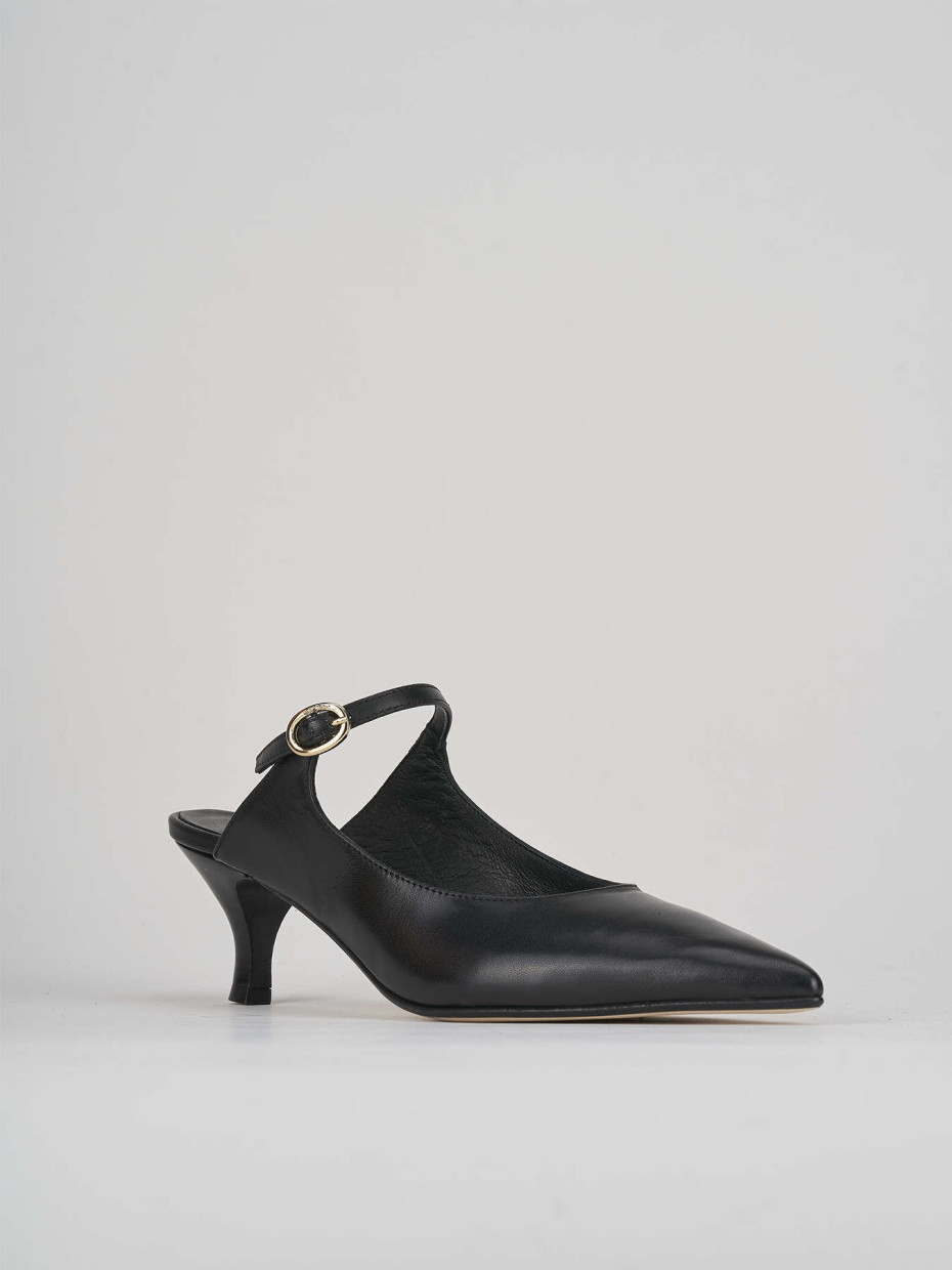 Sabot heel 5 cm black leather