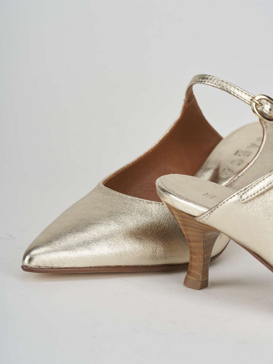 Sabot heel 5 cm gold leather
