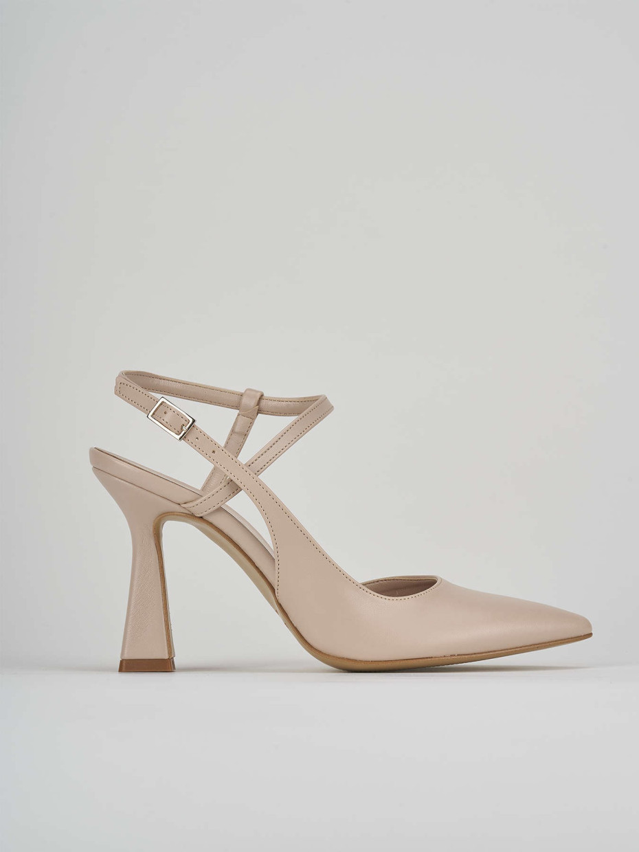 Slingback decolte' tacco 9 cm  beige pelle