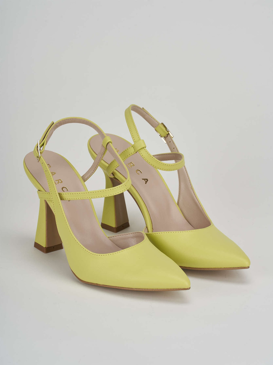 Slingback decolte' tacco 9 cm  verde pelle