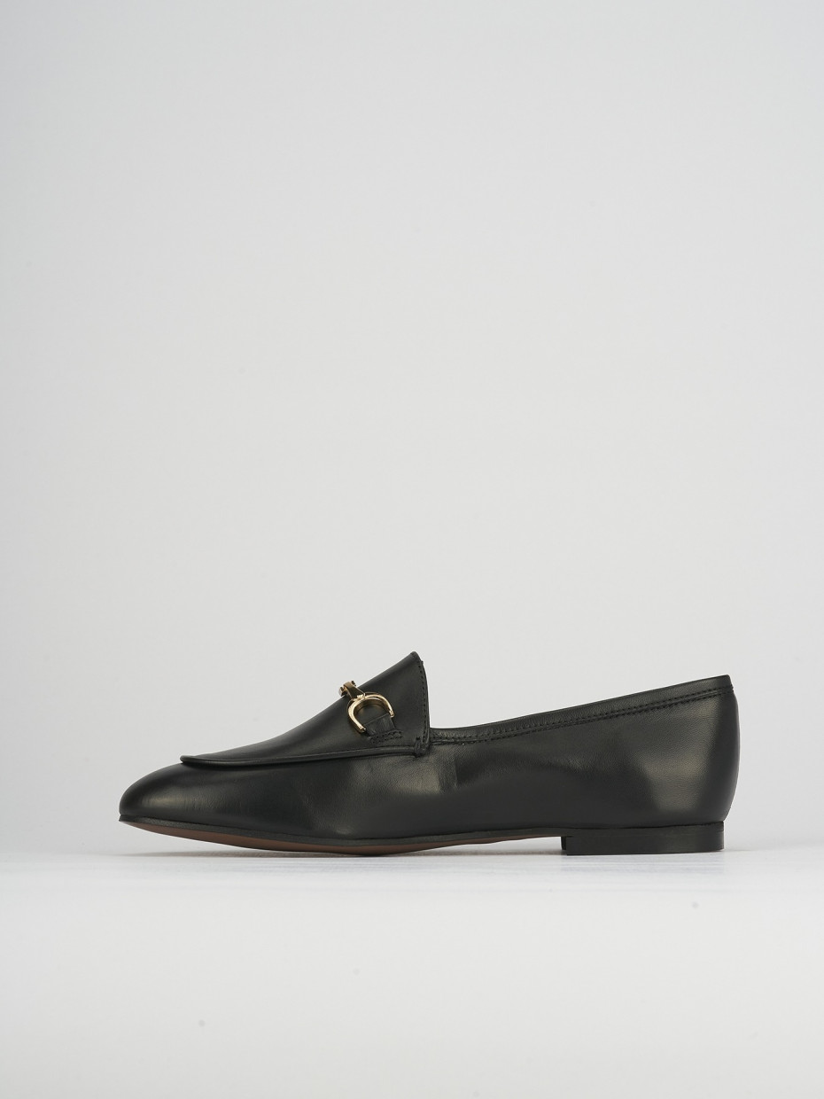 Mocassino tacco 1 cm nero pelle