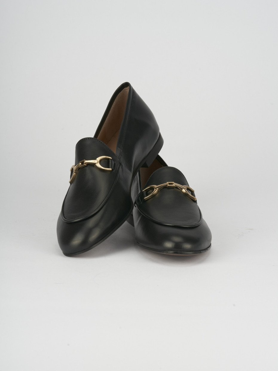 Loafers heel 1 cm black leather