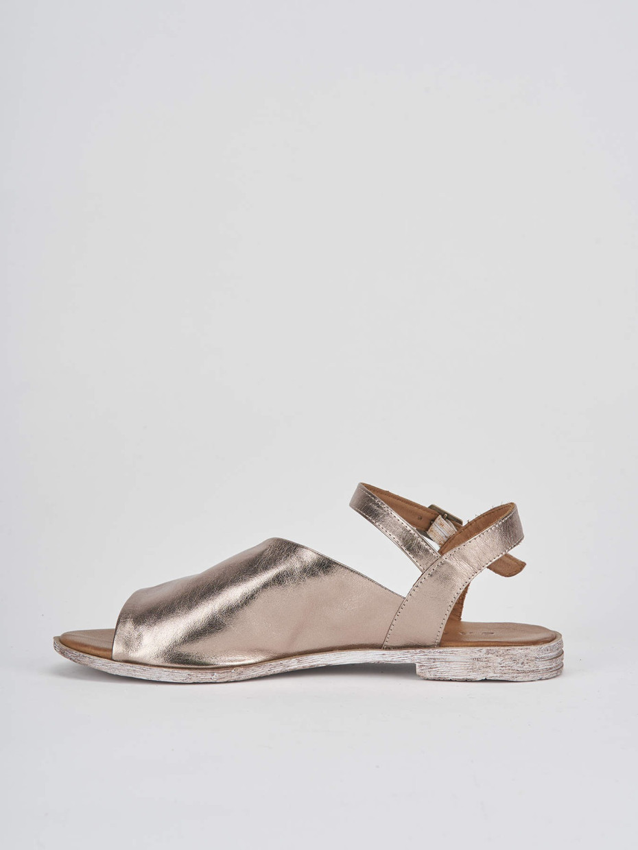 Low heel sandals heel 1 cm bronze leather