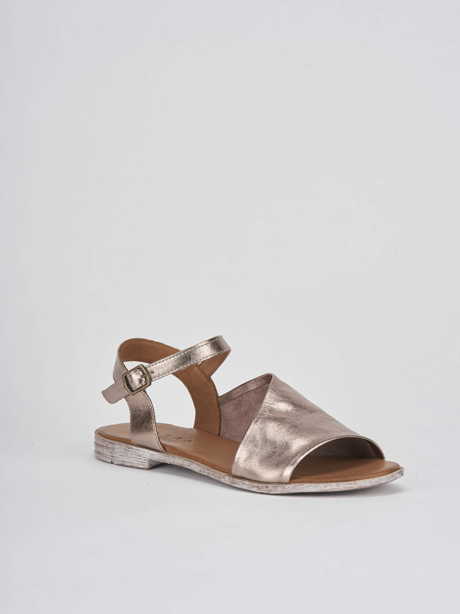 Low heel sandals heel 1 cm bronze leather