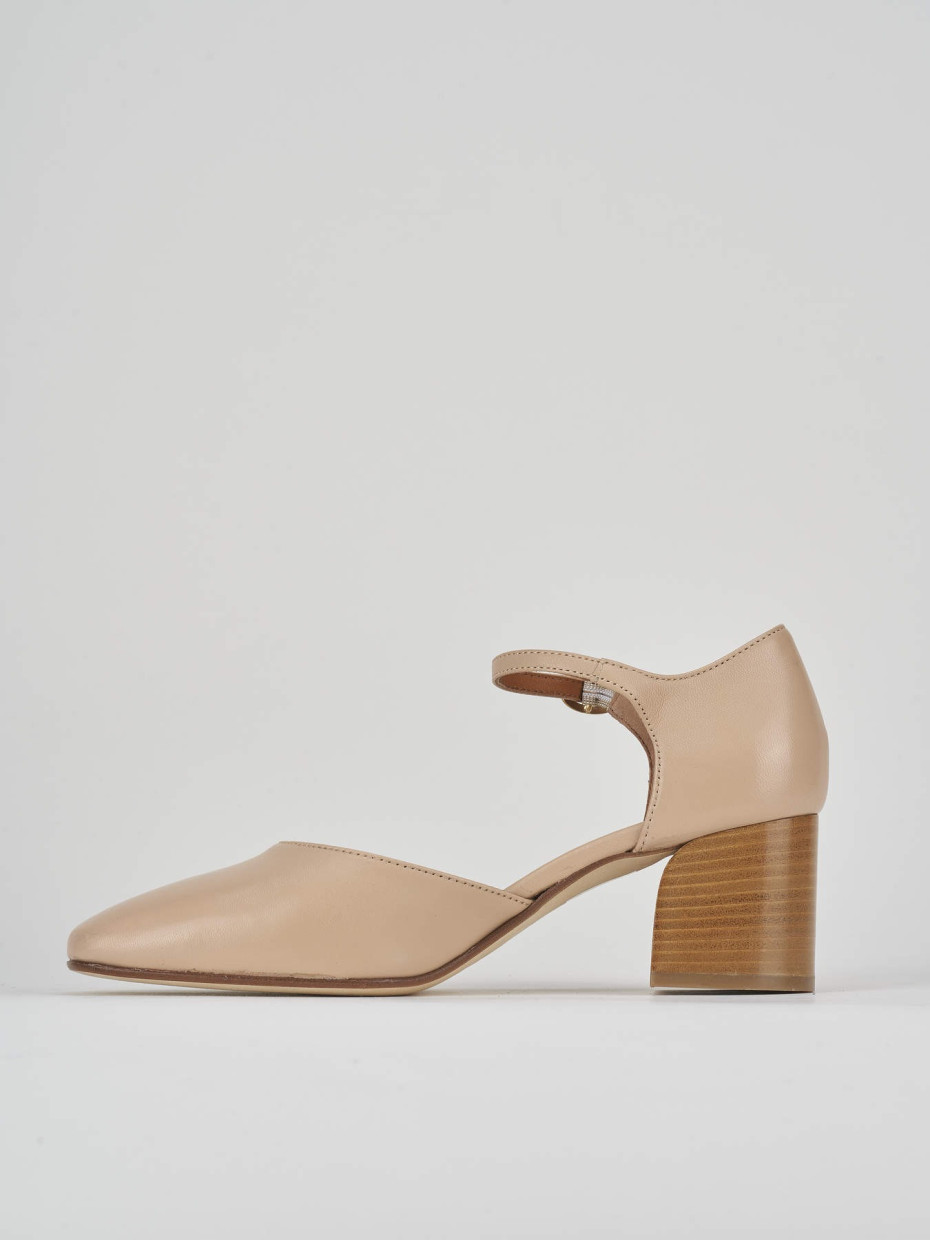 Pumps heel 7 cm beige leather