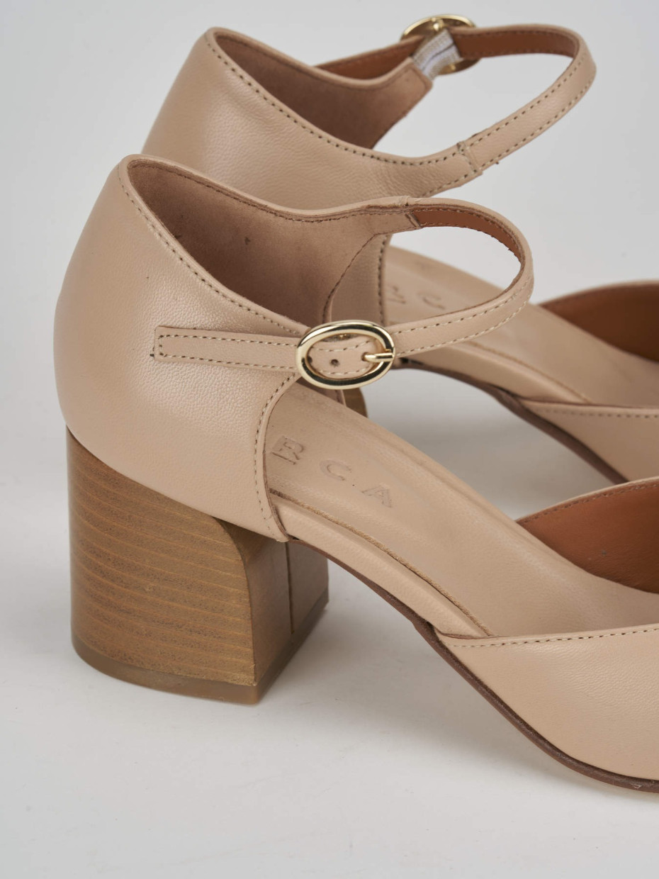 Pumps heel 7 cm beige leather