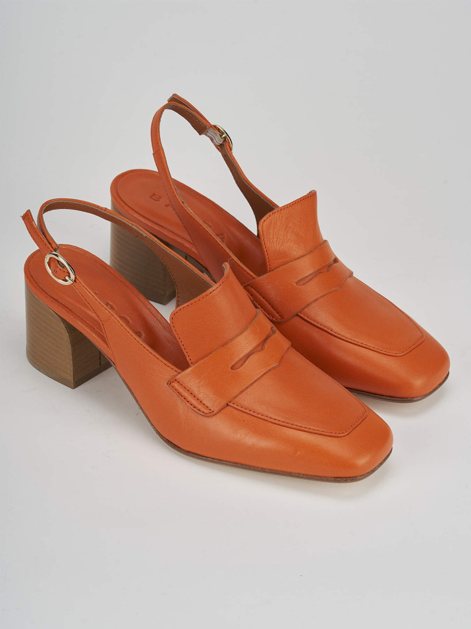 Pumps heel 5 cm orange leather