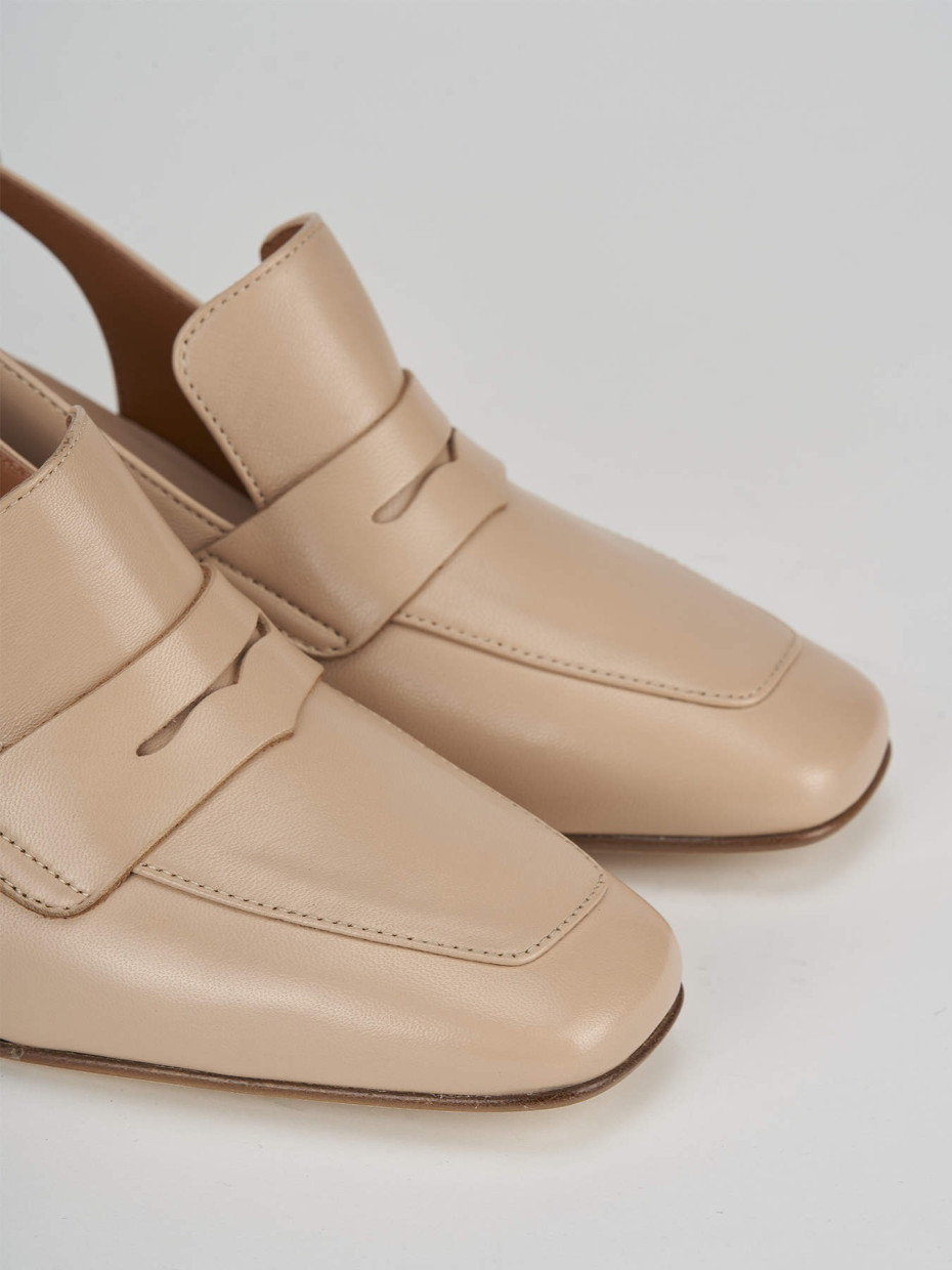 Décolleté e slingback tacco 5cm pelle beige