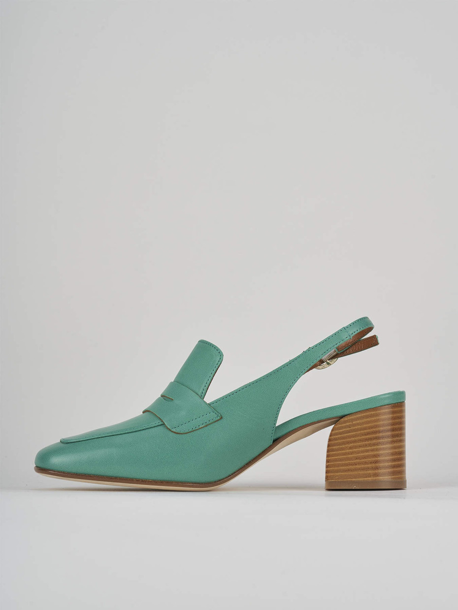 Décolleté e slingback tacco 5cm pelle verde