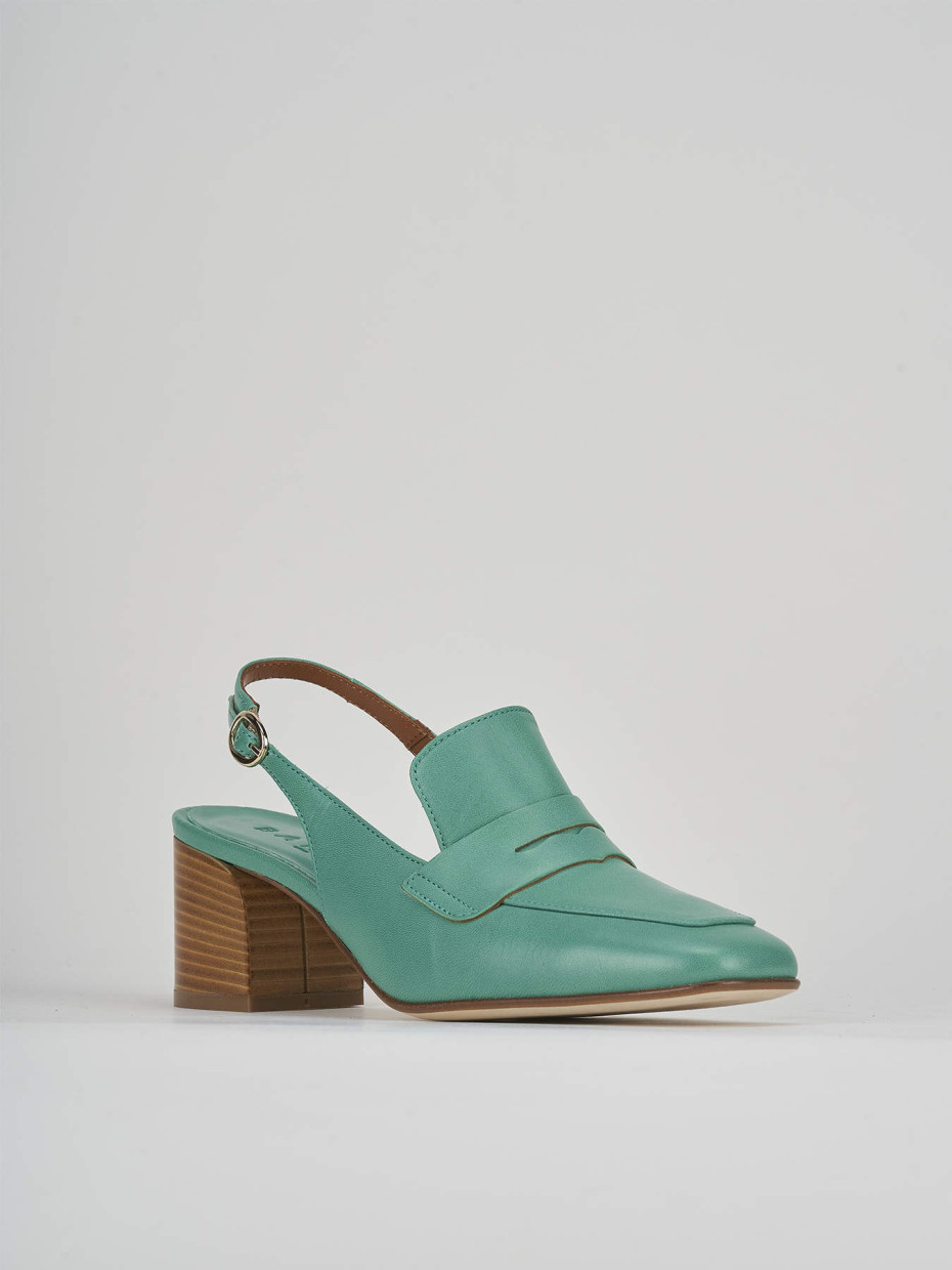 Décolleté e slingback tacco 5cm pelle verde