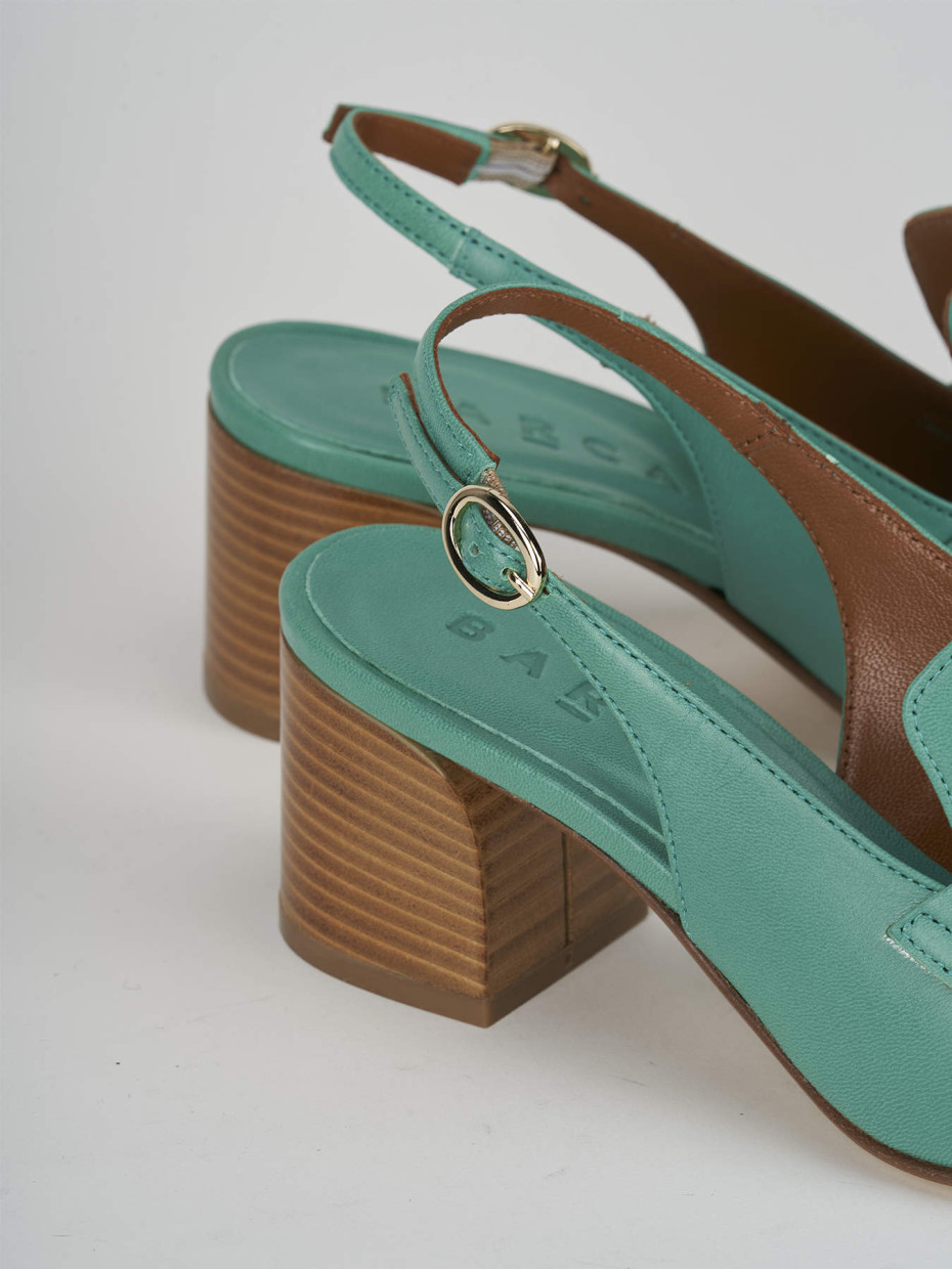 Décolleté e slingback tacco 5cm pelle verde