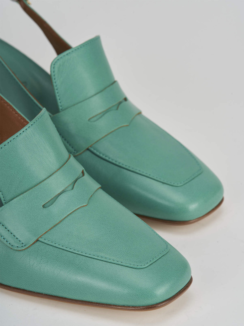 Décolleté e slingback tacco 5cm pelle verde