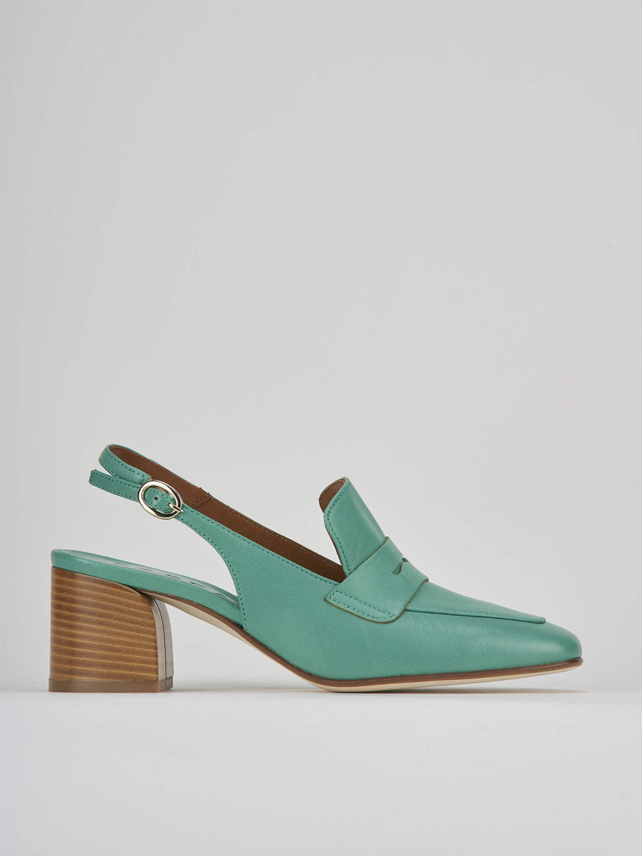 Décolleté e slingback tacco 5cm pelle verde