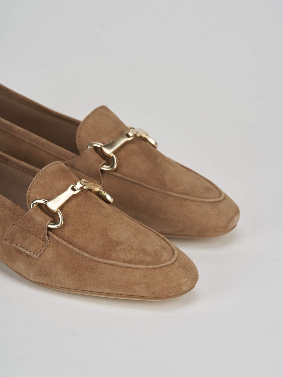 Loafers heel 1 cm brown suede