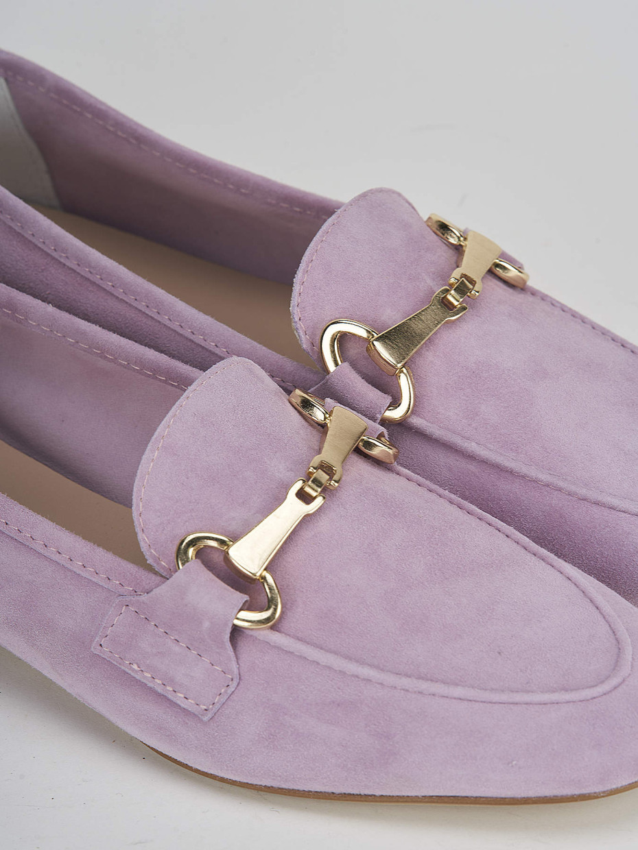 Loafers heel 1 cm pink suede