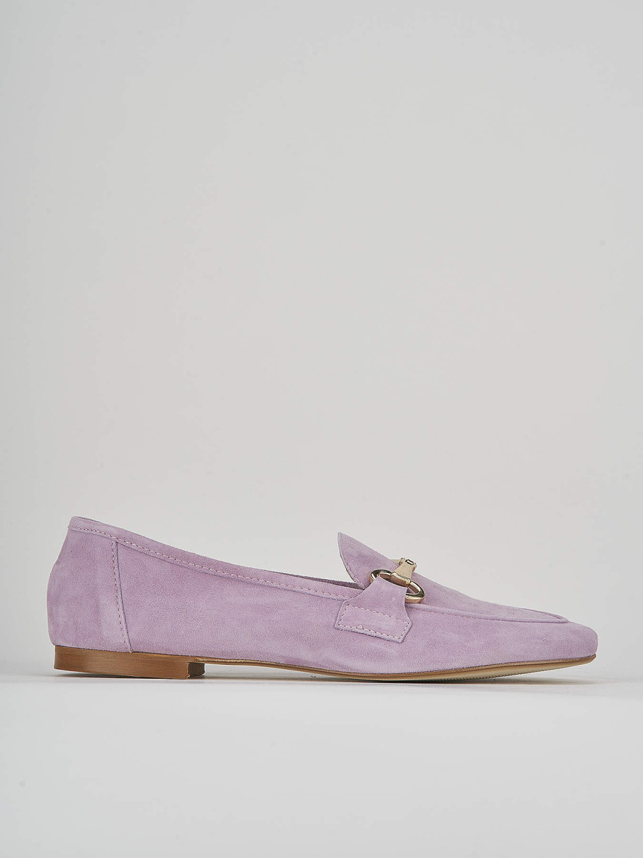 Loafers heel 1 cm pink suede
