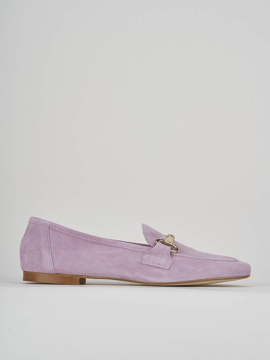 Loafers heel 1 cm pink suede