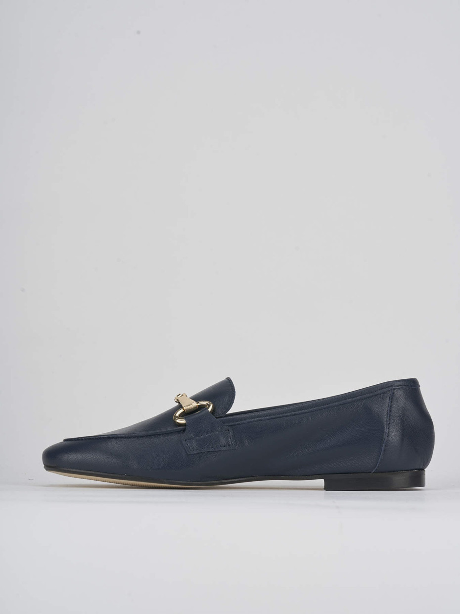 Loafers heel 1 cm blu leather