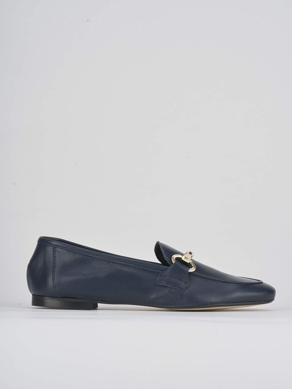 Loafers heel 1 cm blu leather