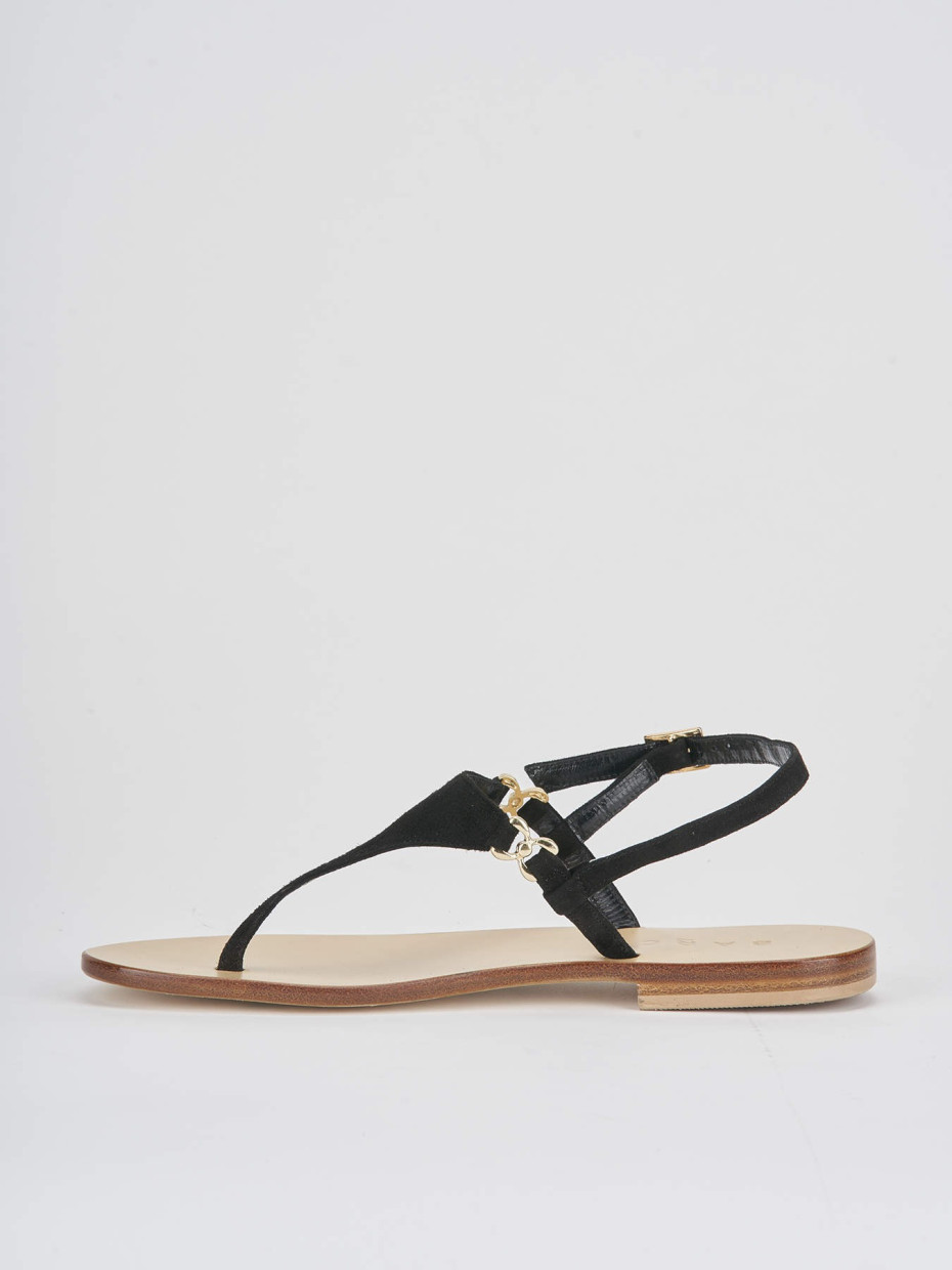 Flip flops heel 1 cm black suede