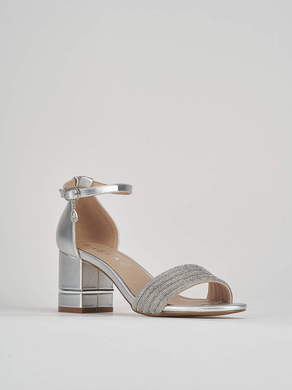 Sandali tacco 6cm pelle argento