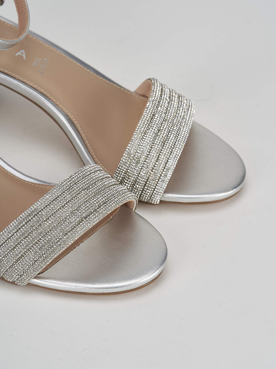 Sandali tacco 6cm pelle argento