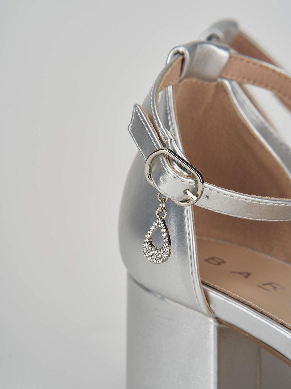 Sandali tacco 6cm pelle argento