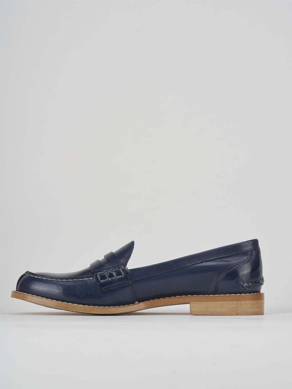 Loafers heel 2 cm blu leather